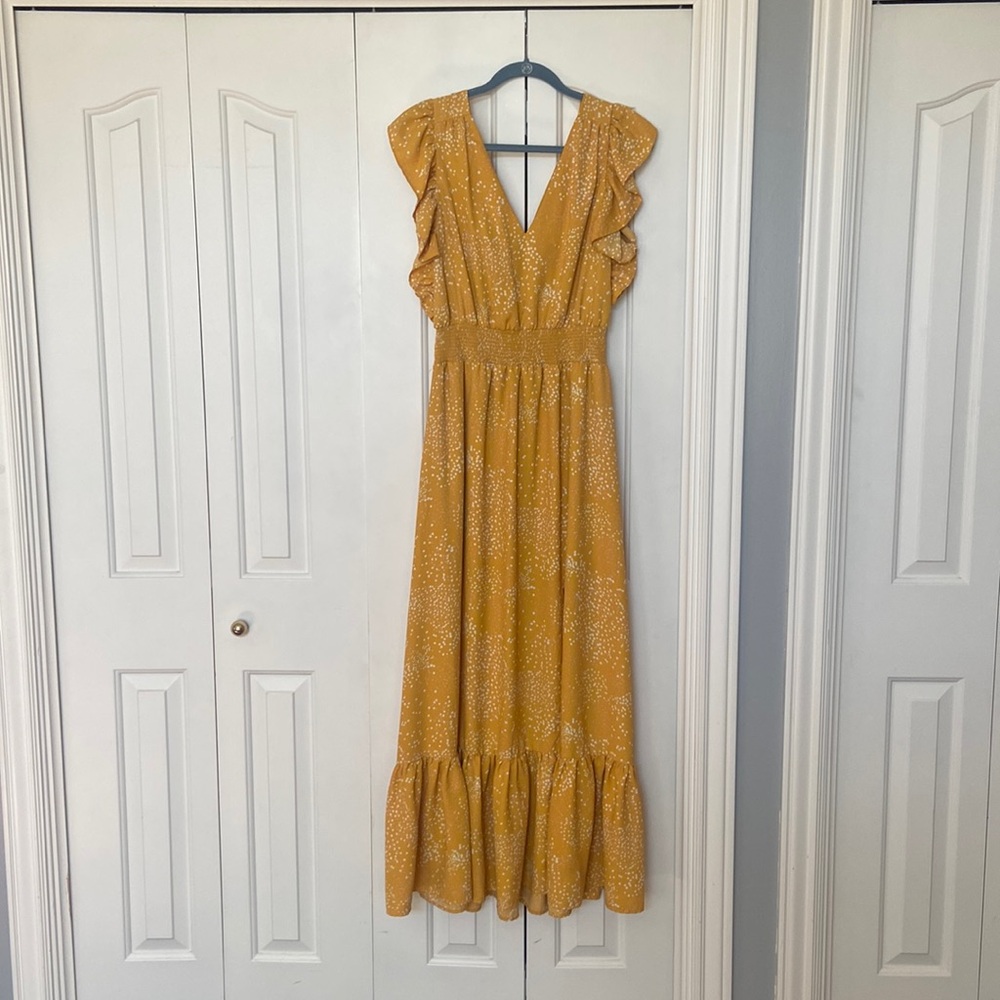 Adorable floor length dress with empress waist